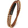 Simaru Braccialetto Intrecciato in Vera Pelle da 4 mm - Avvolgente Unisex - Chiusura a Gancio in Acciaio Inox - Qualità Premium - Prodotto in Germania