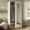 Dmora Guardaroba 2 Ante Tulipano 45x195h cm Bianco 2 Ripiani Appendiabiti, Armadio Camera da Letto Apertura Scorrevole Made in Italy