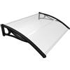 VOUNOT® Pensilina Tettoia per Porta Balcone Esterno, 120x80 cm, Tetto Policarbonato Alveolare Trasparente con Barra Centrale, Nero