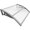 VOUNOT® Pensilina Tettoia per Porta Balcone Esterno, 100x80 cm, Tetto Policarbonato Alveolare Trasparente con Barra Centrale, Grigio