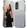 DESSEN Cover per Xiaomi Redmi Note 11 4G / Redmi Note 11S 4G Glitter - Trasparente Morbida Silicone Custodia Antiurto Protezione Case con Bordo Placcato e Carta Glitter, Nero