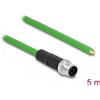 Delock - Cavo patch - da M12-D (M) a 4 poli senza connettore - 5 m - 6,5 mm - SF/UTP - senza alogeni - verde