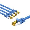 Goobay 69392 Cavo patch RJ45 CAT 6A S/FTP (PiMF), 500 MHz con cavo CAT 7 grezzo, 3 m, blu, set di 5, 3 m - Guaina per cavo senza alogeni LSZH, spina RJ45 (CAT 6A), CU