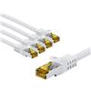 Goobay Cavo patch RJ45 CAT 6A S/FTP (PiMF), 500 MHz con cavo grezzo CAT 7, 3 m, bianco, set da 5, 3 m - Rivestimento del cavo privo di alogeni LSZH, connettore RJ45 (CAT 6A), CU