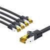 Goobay Cavo patch RJ45 CAT 6A S/FTP (PiMF), 500 MHz con cavo grezzo CAT 7, 3 m, nero, set da 5, 3 m - Rivestimento del cavo privo di alogeni LSZH, connettore RJ45 (CAT 6A), CU