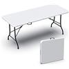 VOUNOT® Tavolo da Buffet Pieghevole, Tavolo da Birreria, Mobili da Giardino con Manico di Trasporto, per Campeggio Picnic Esterno, Bianco, 180x75x72cm