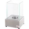 HOMCOM Camino a Bioetanolo da Tavolo con Bruciatore da 0.4L, Biocamino in Acciaio e Vetro per Interni ed Esterni, 20x20x33cm, Argento|Aosom