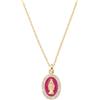 Amen Gioielli, Collana con Medaglia Miraocolosa Smaltata Bordeaux, Collana Donna Argento 925 Dorata, Zirconi Bianchi, Regalo Donna