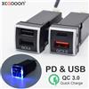 xcgaoon Caricatore Rapido per Auto con Adattatore Type-C e USB QC3.0 36W Max per Toyota Land Cruiser Prado 150 Series Rav4 Camry Hiace Corolla