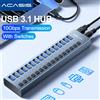 Acasis 10Gbps USB 3.1 Hub 16 Porte Splitter Hub USB alimentato in alluminio per PC portatile Macbook Pro Steam Deck Trasferimento dati di ricarica