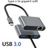 FLMXRMY Adattatore di rete LAN Ethernet da 1000 Mbps PD tipo C da 60 W Adattatore di rete da tipo C a RJ45 2 porte USB 3.0 per PC portatile