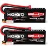 HOOVO 2PCS 7.4V 6200mAh Lipo Batteria 2S 80C RC Batteria con T Spina Dura Batteria per RC Auto Aereo Elicottero Barca Buggy