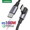 UGREEN Cavo USB Tipo C a Tipo C UGREEN 100W con connettore angolato, ricarica rapida PD per Samsung, Xiaomi, Apple iPad, iPhone 17, MacBook, caricatore Android, 2m