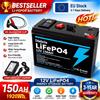 Ddadache Batteria ricaricabile agli ioni di litio LiFePO4 12V 150Ah, utilizzata per esploratori in kayak, pannelli solari, giocattoli a motore elettrico, e batterie per sedie a rotelle elettriche.