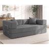 Vipbear Divano letto 5-in-1 velluto a coste 200cm funzione letto divano a pavimento | Divano a 3 posti disossato, schiuma ad alta densità, pet-friendly ed ergonomico, per camera compatta, senza montaggio, grigio
