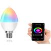 Levitantes Lampadina intelligente E14 LED con Wi-Fi tipo candela compatibile con Alexa, Google Home, lampadina intelligente 6.5W 555LM dimmerabile luce calda e naturale + RGB