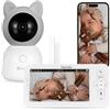 Lionelo Baby monitor Lionelo Babyline 9.2 AI con telecamera Full HD, schermo da 5", rilevamento del pianto, rilevamento del movimento, luce notturna