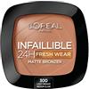 L'Oreal Paris Terra Abbronzante Infaillible 24h Fresh Wear Bronzer, Finish Leggero e Matte, Waterproof e a Lunga Tenuta, Tonalità: 300 Light Medium
