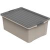 Rotho Compact Scatola con Coperchio, Plastica (PP Riciclato) senza BPA, Beige (Cappuccino)/Grigio (Antracite), A3/38 L, 57.0 x 40.0 x 25.0 cm