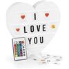 EASYmaxx Scatola luminosa a LED, per messaggi di testo personalizzati, set Mega con 150 emoji colorati e 173 lettere, numeri e simboli intercambiabili [cuore]
