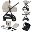 LIONELO Bianka Passeggino Trio 3in1 con Navicella Ovetto, Bambini 0-48 Mesi | Fino a 22 kg, Ovetto, Seduta Reversibile, Ruote Grandi, Cappottina XXL UPF50+, Pieghevole