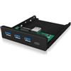 Icy Box 60432 - Pannello Frontale USB 3, 1 x USB-C, 3 x USB-A, Interno da 3,5", in Metallo, Colore: Nero
