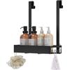 SONGMICS Mensola Doccia da Appendere senza Foratura, 1 Ripiani, con Ganci | Organizer Bagno Antiruggine, in Acciaio, 2,8 x 17 x 36 cm, Nero Inchiostro, Collezione PARSON BCB204B101