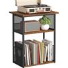 VASAGLE Mobile per Giradischi con Porta Vinili, 48 x 40 x 70 cm | Tavolino da Salotto, in Legno e Metallo, Comodino, Marrone Vintage e Nero Opaco, Collezione DACEY LET290K101