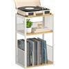 VASAGLE Mobiletto per Giradischi a 3 Ripiani, 43 x 29,4 x 68,9 cm | Porta Dischi in Vinile, Tavolino Laterale in Acciaio e Truciolato per Soggiorno, Giallo e Bianco, Collezione DACEY LET275Y101