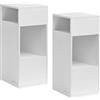 SONGMICS HOME Set di 2 Comodini Sottili, Snapsemble Montaggio Rapido | Set di 2 Tavolini con 2 Scomparti Aperti e 1 Cassetto, 30 x 25 x 59,4 cm, Bianco Neve, Collezione KADIN, LET912WE01