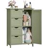 VASAGLE Mobile da Bagno, con 4 Cassetti, Anta, 55 x 30 x 82.2 cm | Mobiletto per Bagno Stretto, Organizzatore, Cassettiera, Ripiano Regolabile, Verde Alloro, Collezione SOFIE LHC041C02