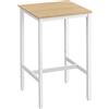 VASAGLE Tavolino da Bar Alto Quadrato in Acciaio, 60 x 60 x 92 cm | per Colazione, per Cucina Soggiorno, Montaggio Facile, Stile Moderno, Rovere Dorato e Bianco Opaco, BARNET LBT025W09