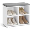 VASAGLE Panca Scarpiera con Seduta, 4 Scomparti, 59,6 x 30,5 x 48 cm | Scarpiera Ingresso con Cuscino, Ripiani Regolabili, Bianco Nuvola e Grigio Tortora, Collezione CUSTOS LHS234W01