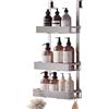 SONGMICS Mensola Doccia da Appendere senza Foratura, 3 Ripiani, con Ganci | Organizer Bagno Antiruggine, in Acciaio, 32,8 x 17 x 69,3 cm, Argento, Collezione PARSON BCB206E101