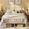 VASAGLE Struttura Letto Singolo, Letto a Doghe in Metallo per Materassi di 200 x 160 cm, per Stanza di Ospiti, Montaggio Facile, per Spazi Piccoli, Bianco RMB065W01