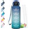 Mulbijeo Borraccia 1,5 Litri, A Prova di Perdita & Portatile, Borraccia con Cannuccia, Borracce, Apertura One-touch, Borracce Motivazionale per Scuola, Palestra, Campeggio, Ciclismo, Yoga