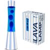 Fisura - Lampe à lave bleue. Lampe décorative relaxante au design original pour maison ou bureau, base à rayures, liquide et lave bleus, ampoule de rechange incluse, 11 x 11 x 39,5 cm