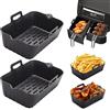 Alyvisun 2 Pezzi Teglie Friggitrice ad Aria Riutilizzabili, Contenitori Silicone Doppio Cestello Accessori per Air Fryer, Forno, Microonde - Nero 17.5 x 12 x 6 cm