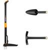 Fiskars Set di Attrezzi da Giardino, 3 pezzi, Sarchiatore Xact | Acciaio Inox/Plastica, Solida Combinazione di Zappa e Cazzuola, Plastica Rinforzata con Fibra di Vetro, Nero/Arancio, 1077307