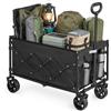 SONGMICS Carrello da Spiaggia Pieghevole con Ruote, 150 L, 150 kg | Con Manico telescopico e Strisce riflettenti, per Spesa, Campeggio, Animali, Nero Inchiostro, Collezione SANDY GFW150BH01