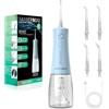 BarberBoss idropulsore dentale, irrigatore orale elettrico senza fili, 5 modalità di pressione, serbatoio da 340 ml, impermeabile IPX8, dispositivo portatile per la cura delle gengive (Blu Pastello)
