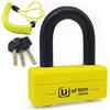 URBAN UR75 Antifurto Bloccadisco Moto Mini U Testato Massima Sicurezza, Omologato SRA, Arco in Acciaio Cementato ø18 con Doppia Chiusura, Più Versatile e Deterrente, Cavo Promemoria, Lucchetto Moto