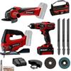 Einhell Set di utensili a batteria TE-TK 18/3 Li Kit | PXC | 18 V | Trapano-avvitatore TE-CD 18/40 Li | Smerigliatrice TC-AG 18/115 Li | Seghetto TC-JS 18 Li | Batteria 4,0 Ah