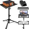 CAHAYA Supporto Proiettore da Terra con Treppiede Regolabile 10kg | Altezza 66-131cm, pannello inclinabile, cinghie sicurezza, struttura stabile, compatibile laptop e DJ, home cinema