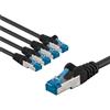 Goobay Cavo patch CAT 6A, S/FTP (PiMF), 3 m, nero, set da 5, 3 m - conduttore in rame (CU), guaina del cavo priva di alogeni (LSZH)