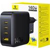 Baseus Caricabatterie da 140 W, 1 porta USB-A, 3 porte USB-C, GaN, Baseus EnerFill FH11, nero