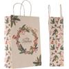 Mainetti Bags Shopper - maniglie cordino - 18 x 8 x 24 cm - carta kraft - natale ghirlanda verde - Mainetti Bags - conf. 25 pezzi - G06727