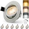 HOMEOW Faretti LED da Incasso 230V Metal Ø68mm - 80mm Dimmerabile 6 Pezzi | Faretti Neri IP44 for Bagno, Orientabili Luce Calda / Natural / Fredda,3000K 4000K 6000K,Dimmerabile a 3 livelli