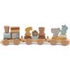 Jollein Trenino in legno - Locomotiva con vagone e figure di animali - Giocattolo impilabile - Promuove le capacità motorie e l'immaginazione - Giocattolo in legno - Certificato FSC - Jollies