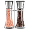 Willow & Everett Sale e pepe con corrispondenti Stand - sale e pepe smerigliatrici - Spice Grinder con grossolanità regolabile - spazzolato in acciaio inox sale e macina pepe coppia